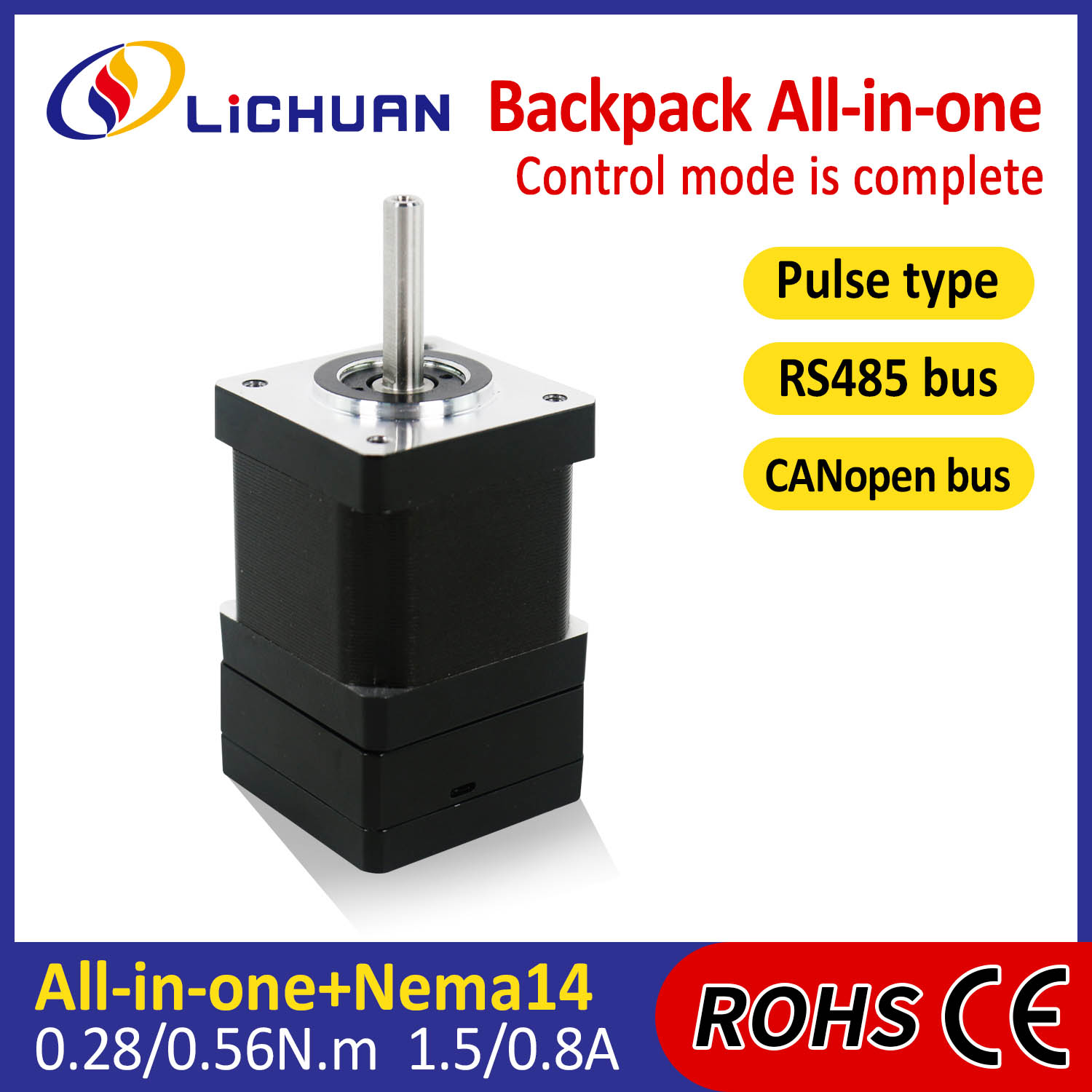 Τύπος σακιδίου NEMA14 Open Loop Cleated Loop Integrated Stepper Motor