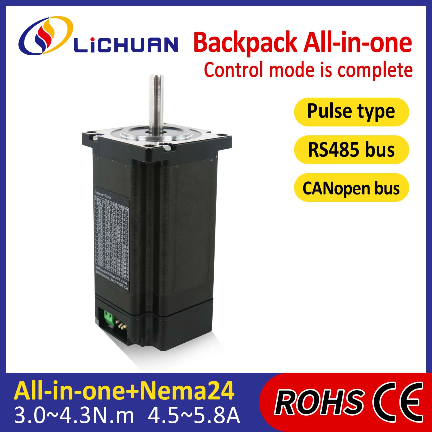 Τύπος σακιδίου NEMA24 Open Loop Cleated Loop Integrated Stepper Motor
